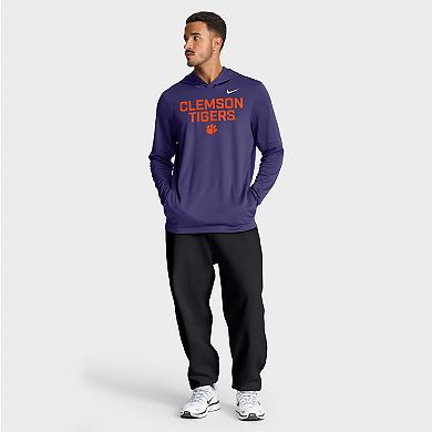 Men's Nike Purple Clemson Tigers 2025 Sideline Dri-FIT Long Sleeve Hoodie T-Shirt