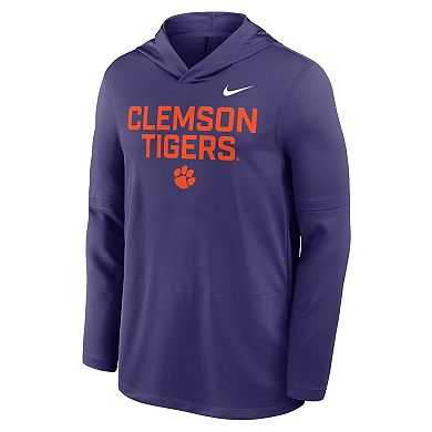 Men's Nike Purple Clemson Tigers 2025 Sideline Dri-FIT Long Sleeve Hoodie T-Shirt