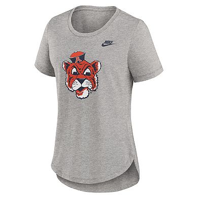 Women's Nike Heather Gray Auburn Tigers Legacy Primary Logo Tri-Blend T-Shirt