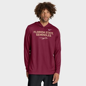 Men's Nike Garnet Florida State Seminoles 2025 Sideline Performance Long Sleeve Hoodie T-Shirt