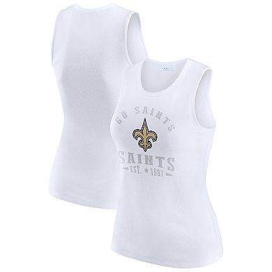 Women's WEAR by Erin Andrews White New Orleans Saints Ribbed Graphic Tank Top