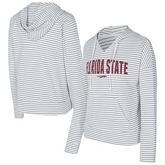 Men's Concepts Sport White/Gray Florida State Seminoles French Terry Striped V-Neck Pullover Hoodie