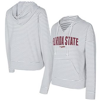 Men's Concepts Sport White/Gray Florida State Seminoles French Terry Striped V-Neck Pullover Hoodie
