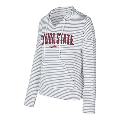 Men's Concepts Sport White/Gray Florida State Seminoles French Terry Striped V-Neck Pullover Hoodie
