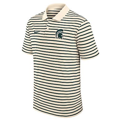 Men's Nike Tan Michigan State Spartans Solid Foundation Striped Performance Polo
