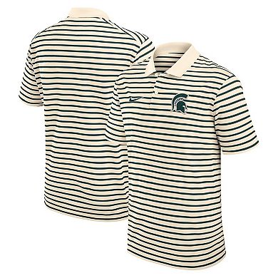 Men's Nike Tan Michigan State Spartans Solid Foundation Striped Performance Polo