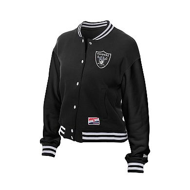 Women's New Era Black Las Vegas Raiders Throwback Fleece Full-Snap Jacket