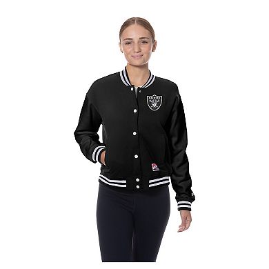 Women's New Era Black Las Vegas Raiders Throwback Fleece Full-Snap Jacket