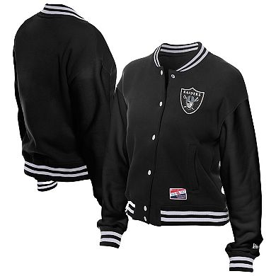 Women's New Era Black Las Vegas Raiders Throwback Fleece Full-Snap Jacket