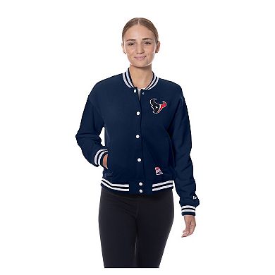 Women's New Era Navy Houston Texans Throwback Fleece Full-Snap Jacket