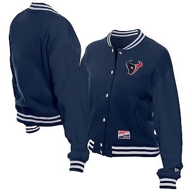 Women's New Era Navy Houston Texans Throwback Fleece Full-Snap Jacket
