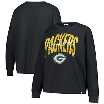 Women's '47 Black Green Bay Packers Plus Size Muse Sydney Long Sleeve T-Shirt