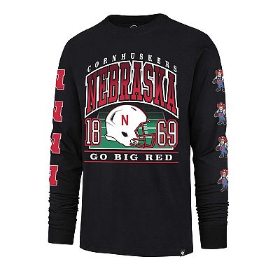 Men's '47 Black Nebraska Huskers Go Big Long Sleeve T-Shirt