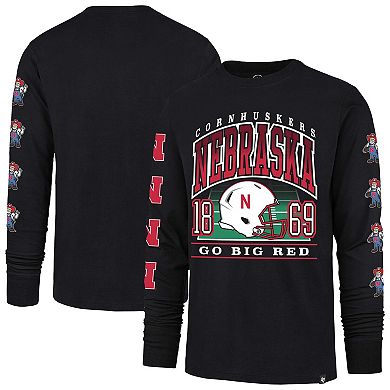 Men's '47 Black Nebraska Huskers Go Big Long Sleeve T-Shirt