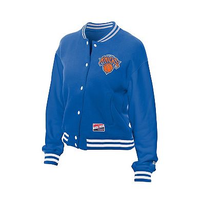 Women's New Era Blue New York Knicks Throwback Full-Snap Jacket