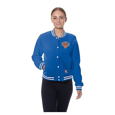 Women's New Era Blue New York Knicks Throwback Full-Snap Jacket