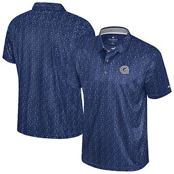 Men's Colosseum Navy Georgetown Hoyas Football Print Polo