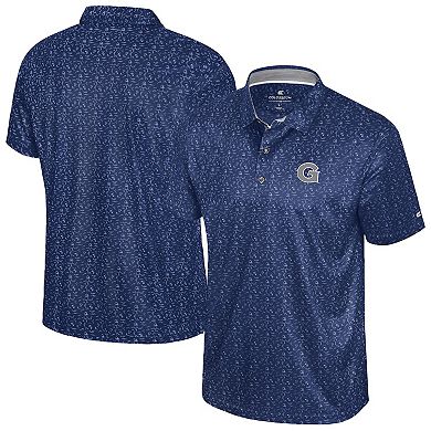 Men's Colosseum Navy Georgetown Hoyas Football Print Polo