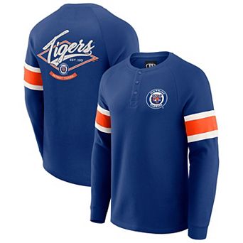 Men's Darius Rucker Collection by Fanatics Blue Detroit Tigers Waffle-Knit Raglan Long Sleeve Henley T-Shirt