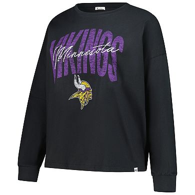 Women's '47 Black Minnesota Vikings Plus Size Muse Sydney Long Sleeve T-Shirt