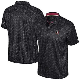 Men's Colosseum Black Florida State Seminoles Football Print Polo