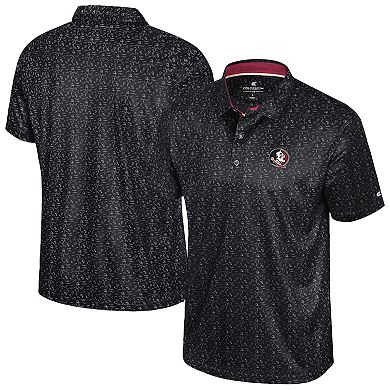 Men's Colosseum Black Florida State Seminoles Football Print Polo