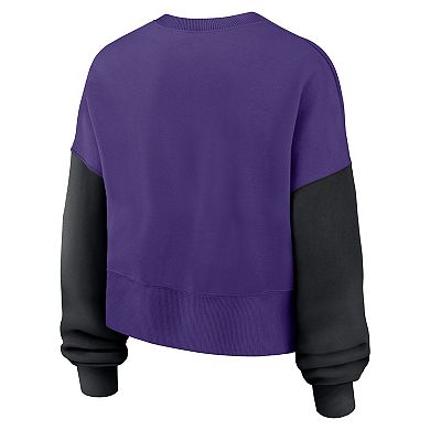 Women's Nike Purple Minnesota Vikings Oversized Color-Block Pullover Sweatshirt
