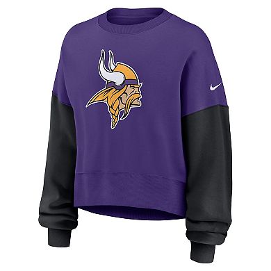 Women's Nike Purple Minnesota Vikings Oversized Color-Block Pullover Sweatshirt