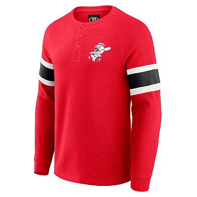 Men's Darius Rucker Collection by Fanatics Red Cincinnati Reds Waffle-Knit Raglan Long Sleeve Henley T-Shirt