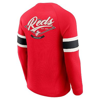 Men's Darius Rucker Collection by Fanatics Red Cincinnati Reds Waffle-Knit Raglan Long Sleeve Henley T-Shirt