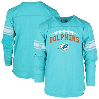 Youth Wes & Willy Aqua Miami Dolphins Football Long Sleeve T-Shirt