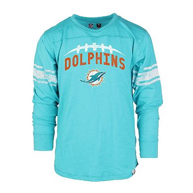 Youth Wes & Willy Aqua Miami Dolphins Football Long Sleeve T-Shirt