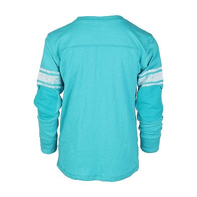 Youth Wes & Willy Aqua Miami Dolphins Football Long Sleeve T-Shirt