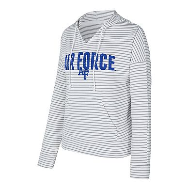 Men's Concepts Sport White/Gray Air Force Falcons French Terry Striped V-Neck Pullover Hoodie