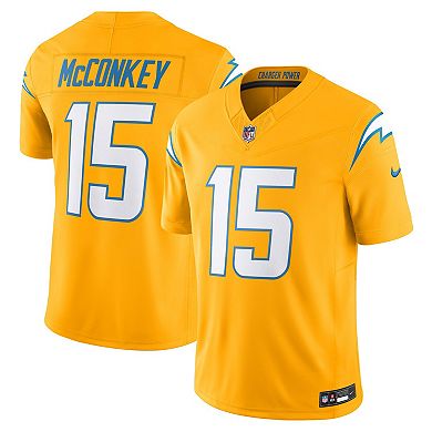 Men's Nike Ladd McConkey Gold Los Angeles Chargers Alternate Charger Power Vapor F.U.S.E. Limited Jersey