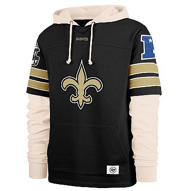 Men's '47 Black New Orleans Saints Split Zone Cornerback Duo Hoodie