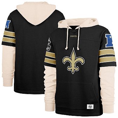 Men's '47 Black New Orleans Saints Split Zone Cornerback Duo Hoodie