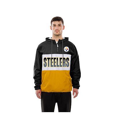 Men's New Era Black Pittsburgh Steelers Ripstop Quarter-Zip Hooded