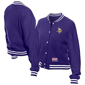 Women's New Era Purple Minnesota Vikings Throwback Fleece Full-Snap Jacket