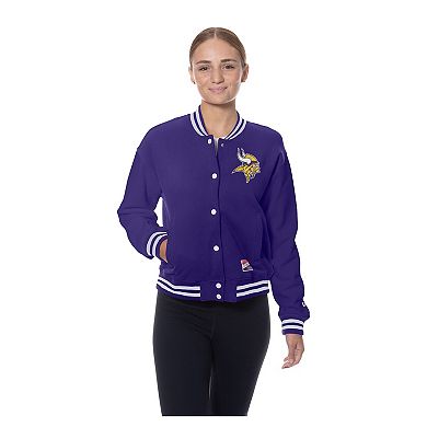 Women's New Era Purple Minnesota Vikings Throwback Fleece Full-Snap Jacket