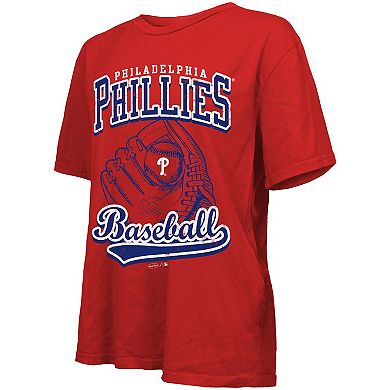 Women's Majestic Threads Red Philadelphia Phillies Oversized First Base T-Shirt