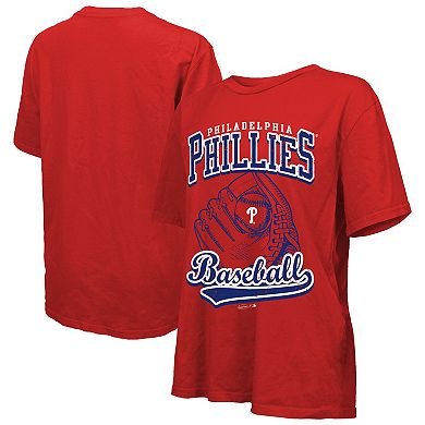 Women's Majestic Threads Red Philadelphia Phillies Oversized First Base T-Shirt