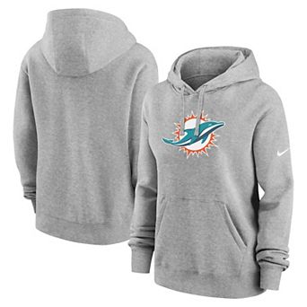 Women's Nike Heather Gray Miami Dolphins Club Fleece Pullover Hoodie