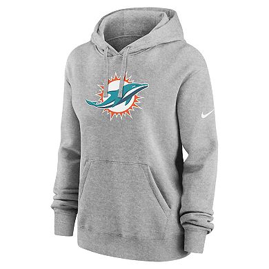 Women's Nike Heather Gray Miami Dolphins Club Fleece Pullover Hoodie