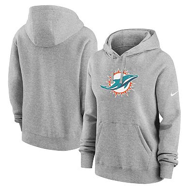Women's Nike Heather Gray Miami Dolphins Club Fleece Pullover Hoodie