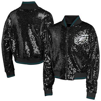 Philadelphia Eagles Outerstuff Female Youth NFL Girls Glam Squad Sequin Jacket - Black