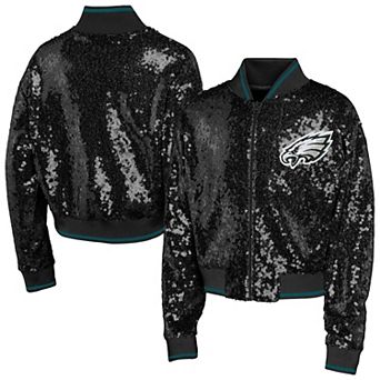 Philadelphia Eagles Outerstuff Female Youth NFL Girls Glam Squad Sequin Jacket - Black
