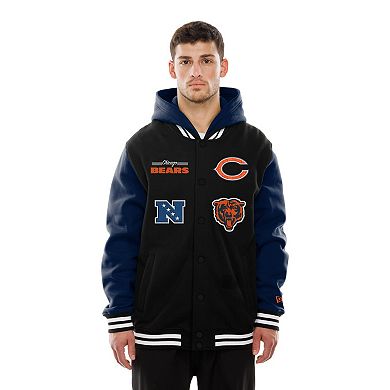 Men's New Era Black Chicago Bears Full-Snap Fleece Hoodie Jacket