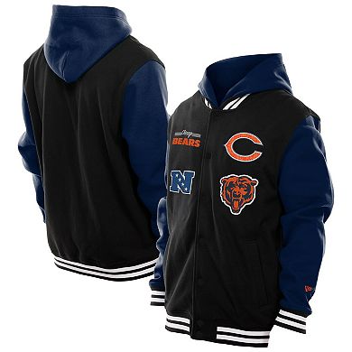 Men's New Era Black Chicago Bears Full-Snap Fleece Hoodie Jacket