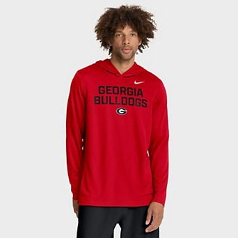 Men's Nike Red Georgia Bulldogs 2025 Sideline Performance Long Sleeve Hoodie T-Shirt